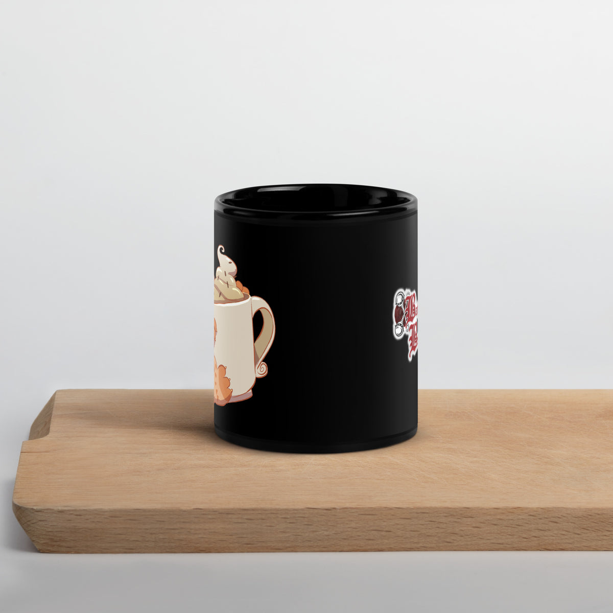 Latte Owlbear Black Glossy Mug