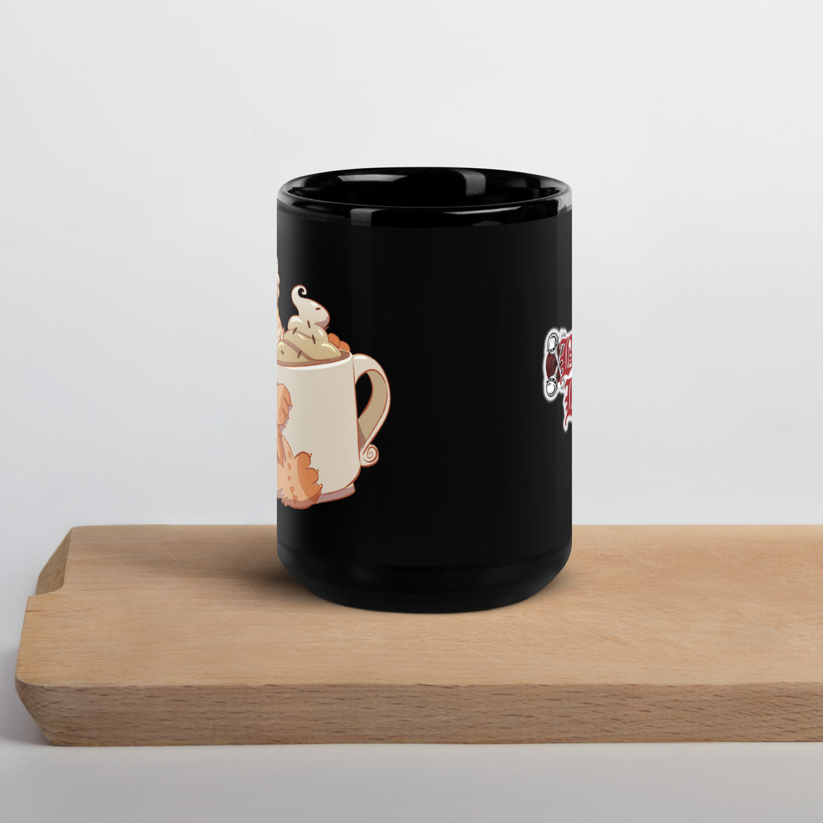 Latte Owlbear Black Glossy Mug