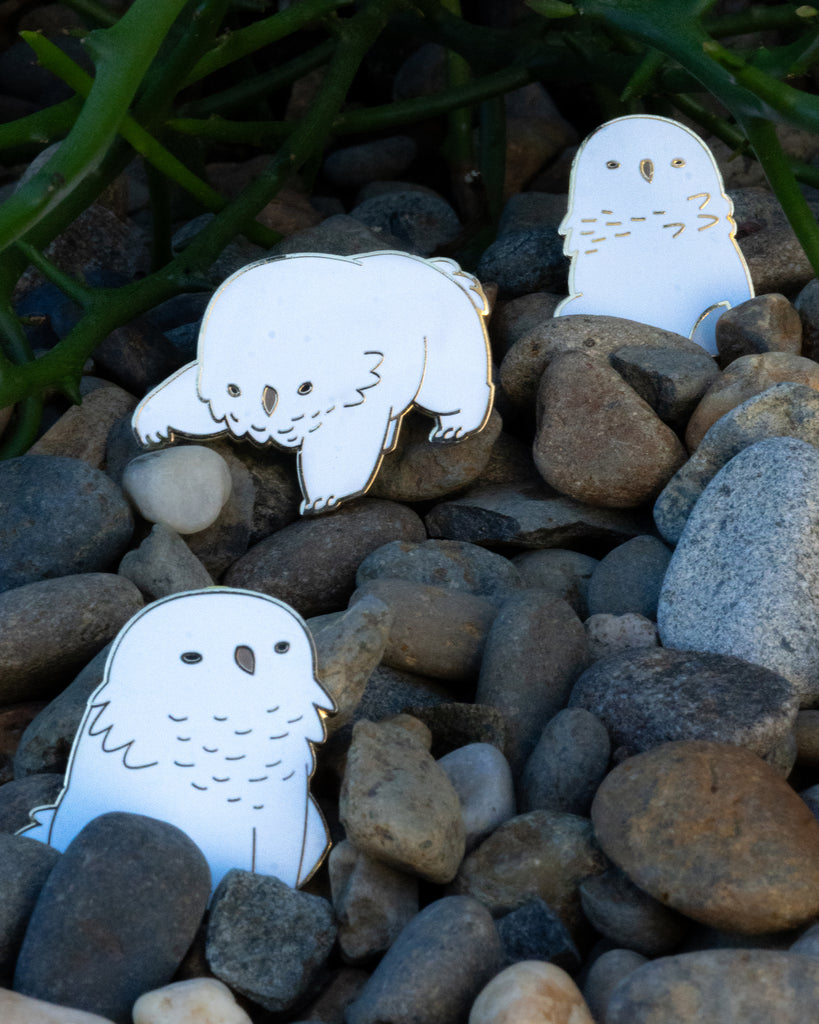 Snowy Owlbear Pins