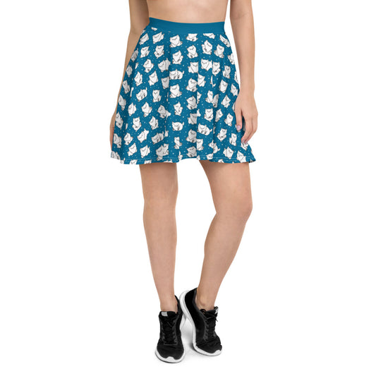 Teal Owlbear Skater Skirt