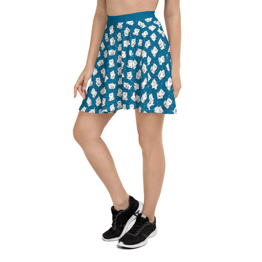 Teal Owlbear Skater Skirt